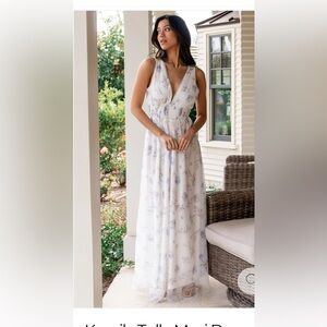 Baltic Born White and Purple Sleeveless Plunge Sundress